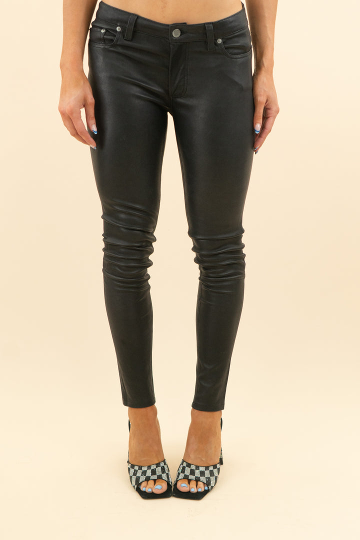all saints black lamb leather pants (27; retail $499)
