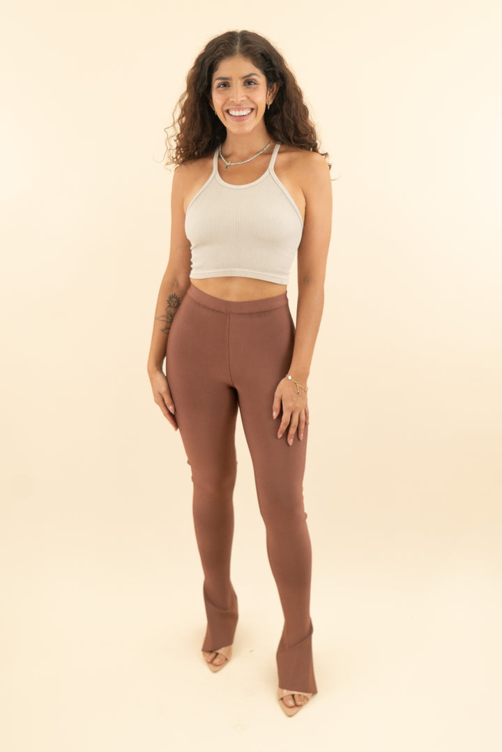 house of cb brown knit pants (s; retail $149)