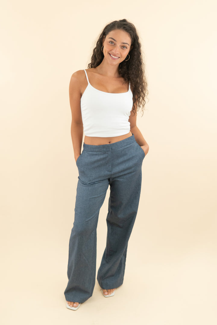 zara denim style trousers (s; retail $59.90)