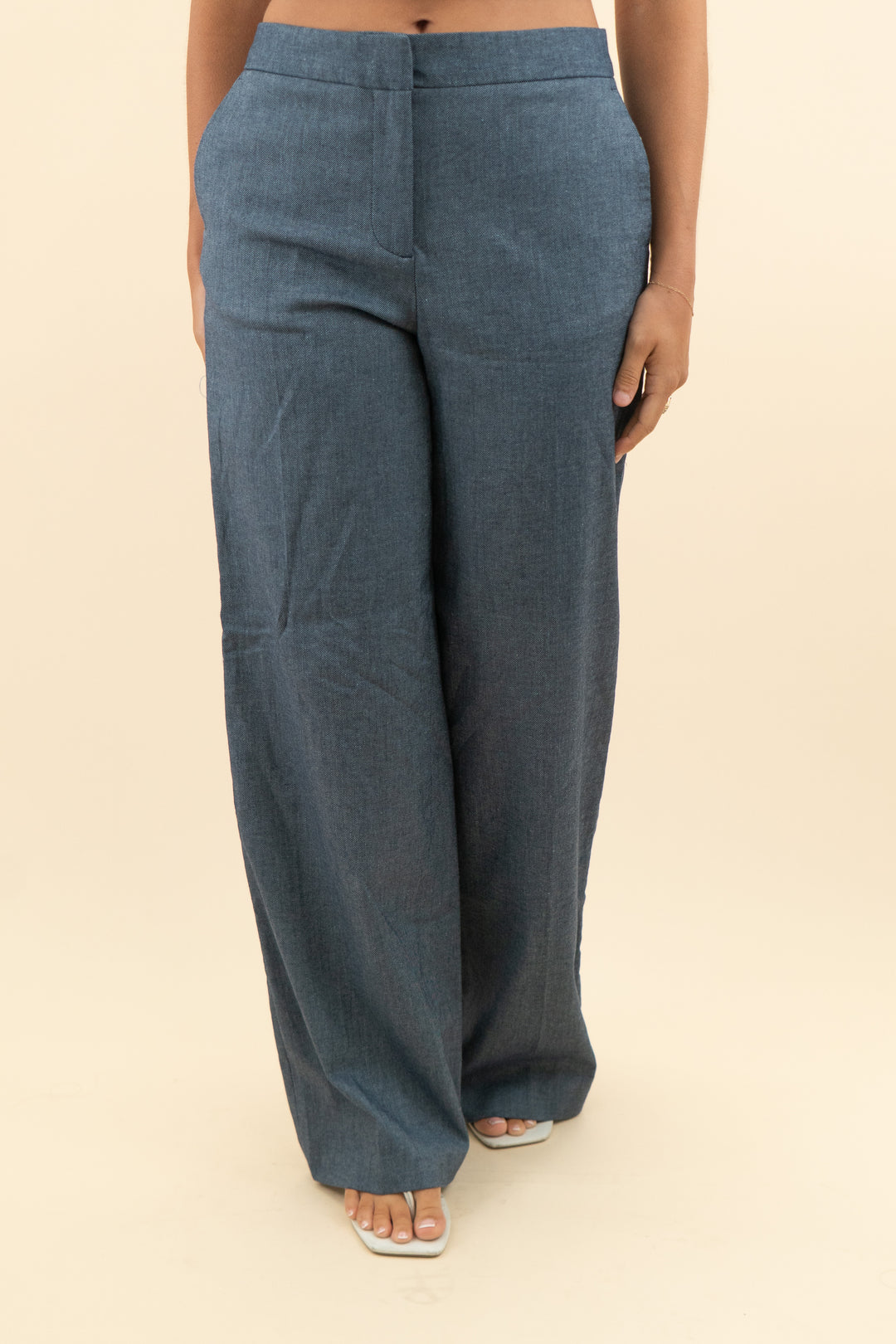 zara denim style trousers (s; retail $59.90)