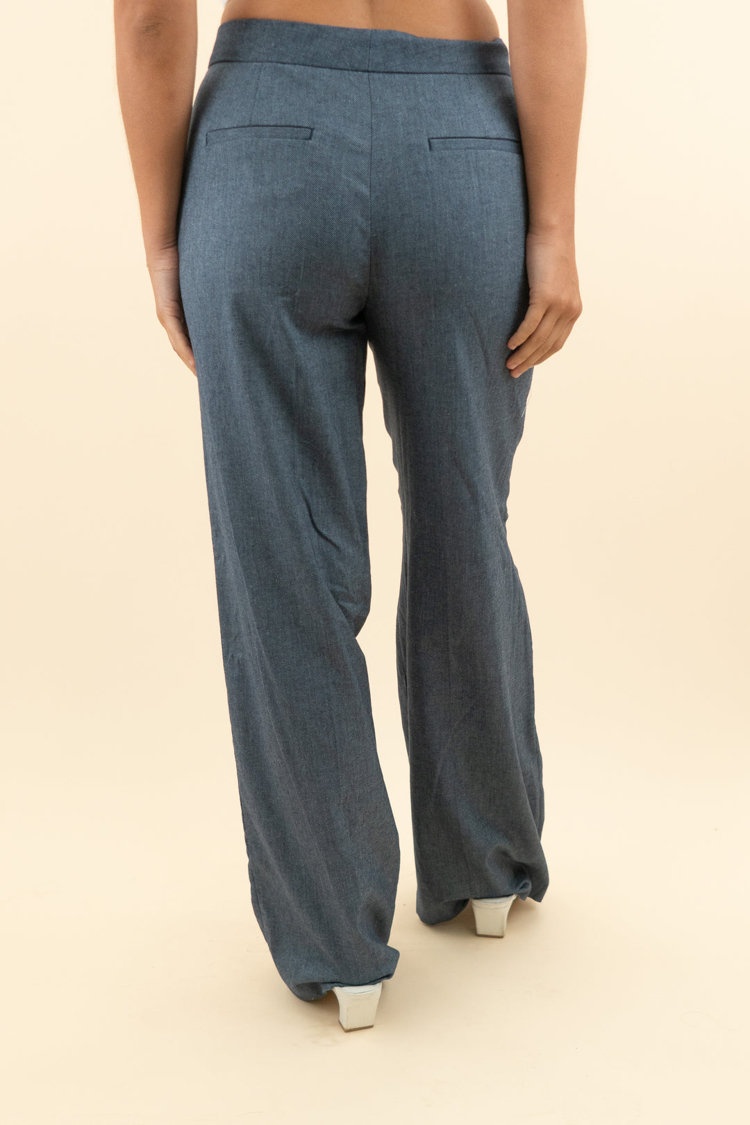 zara denim style trousers (s; retail $59.90)