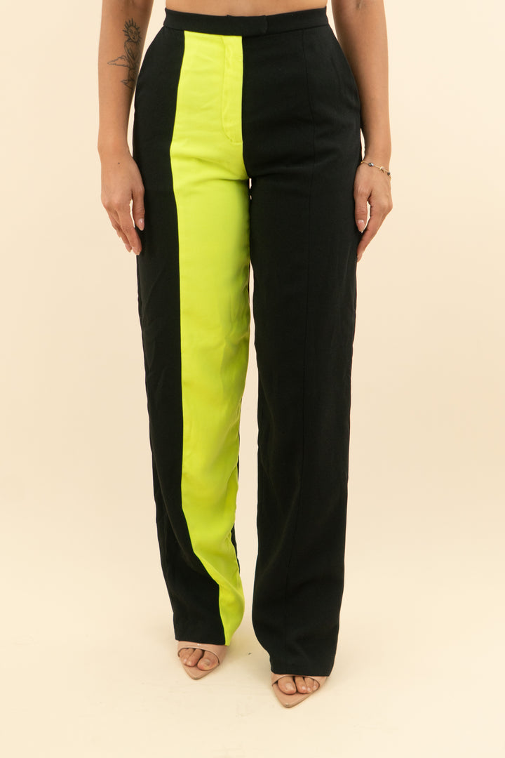 AUCTION house of cb black neon yellow stripe trousers (s)