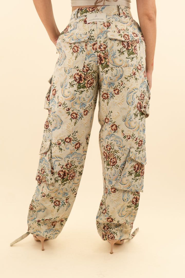 AUCTION maniere de voir tan floral patterned textured pants (6)