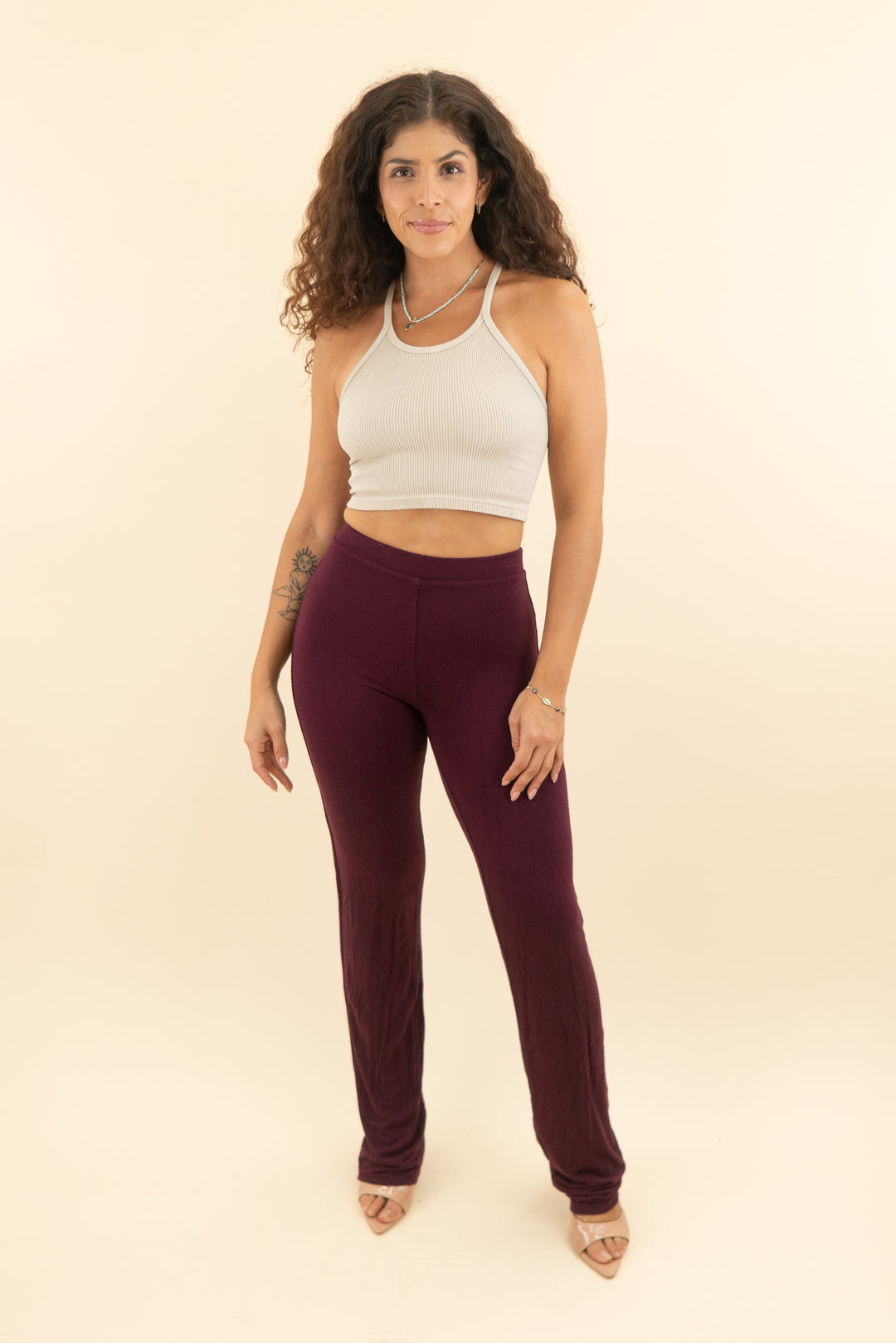 naked wardrobe plum super soft wide leg lounge pants (s; retail $68)