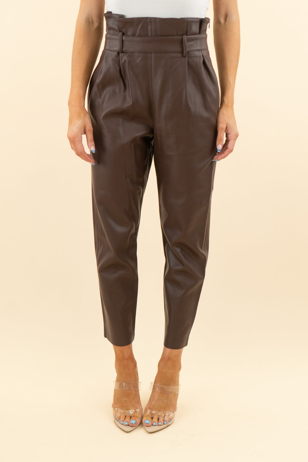 amanda uprichard chocolate leather pants (s; retail $216)