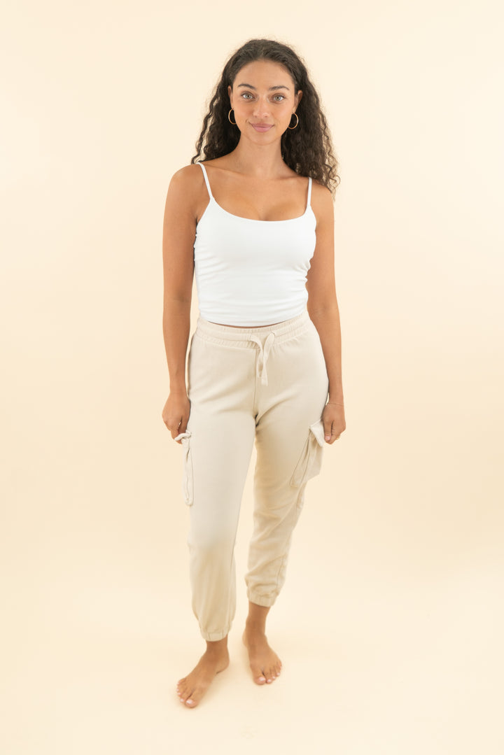 zara cream cargo joggers (s; retail $39.90)