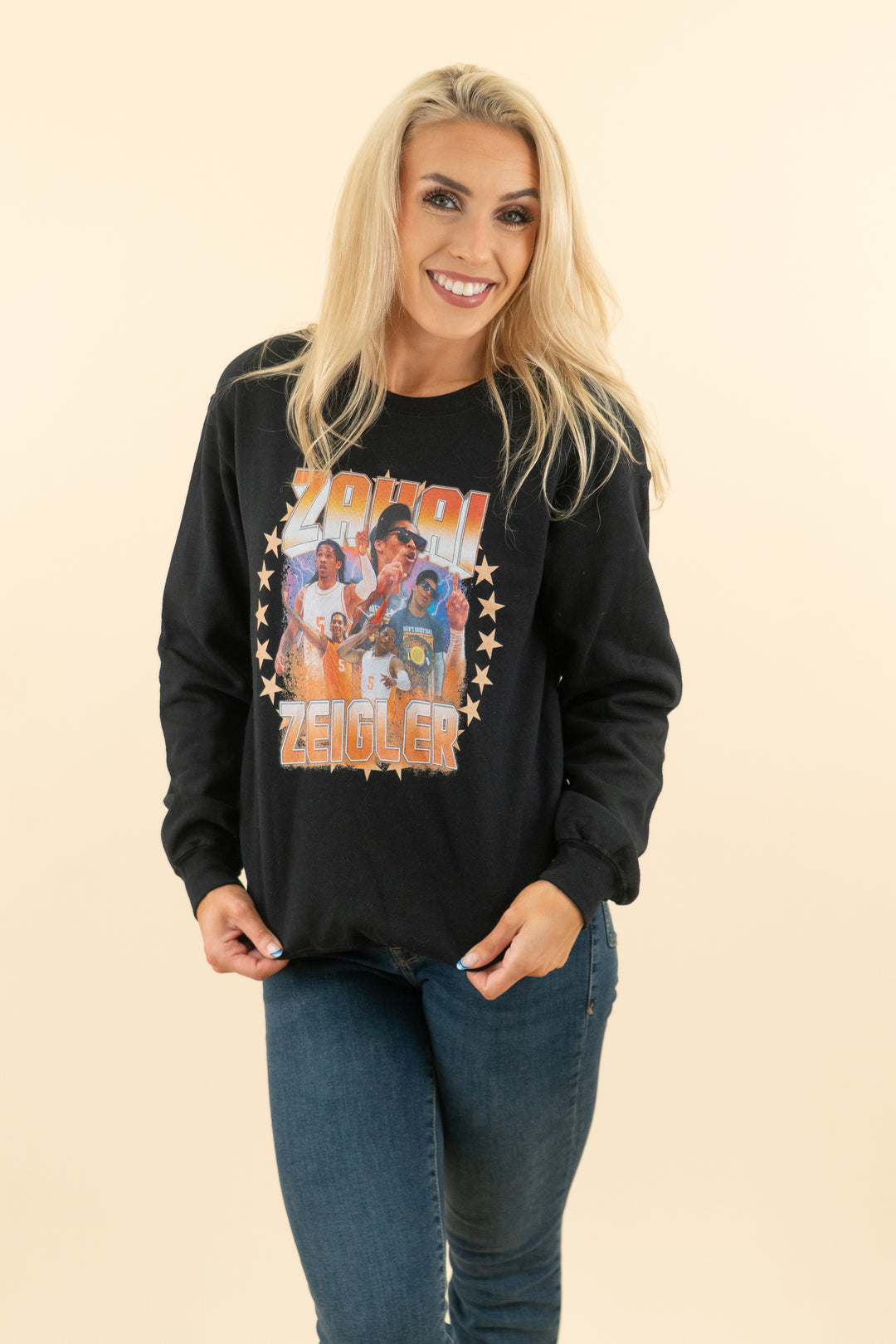 black zakai zeigler graphic crewneck sweatshirt (s; retail $49)