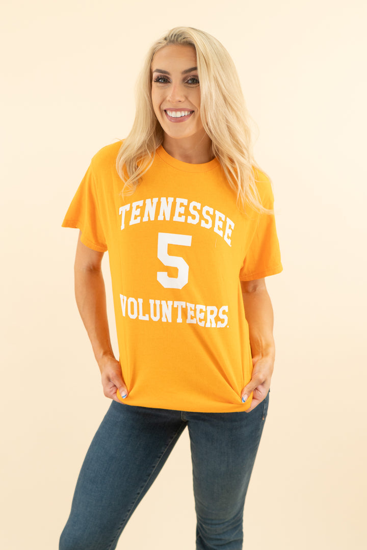southern made tees orange tennessee vols number 5 tee (m)