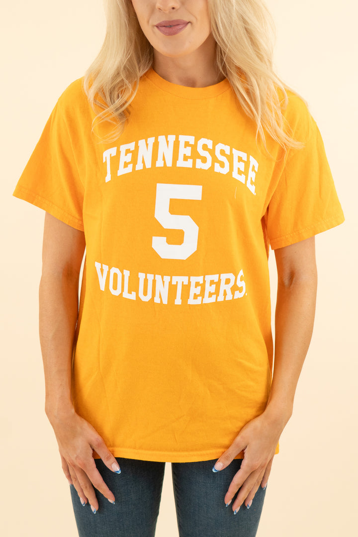 southern made tees orange tennessee vols number 5 tee (m)