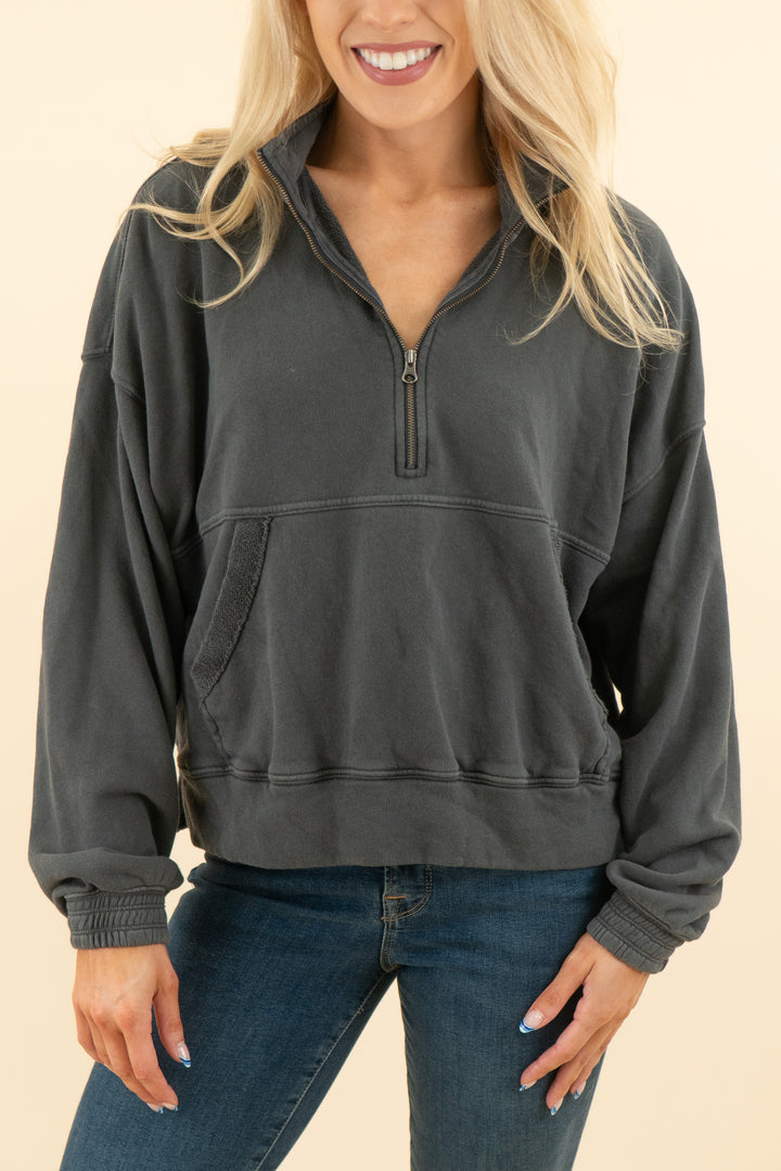 aerie charcoal grey quarter zip (s; retail $69.95)