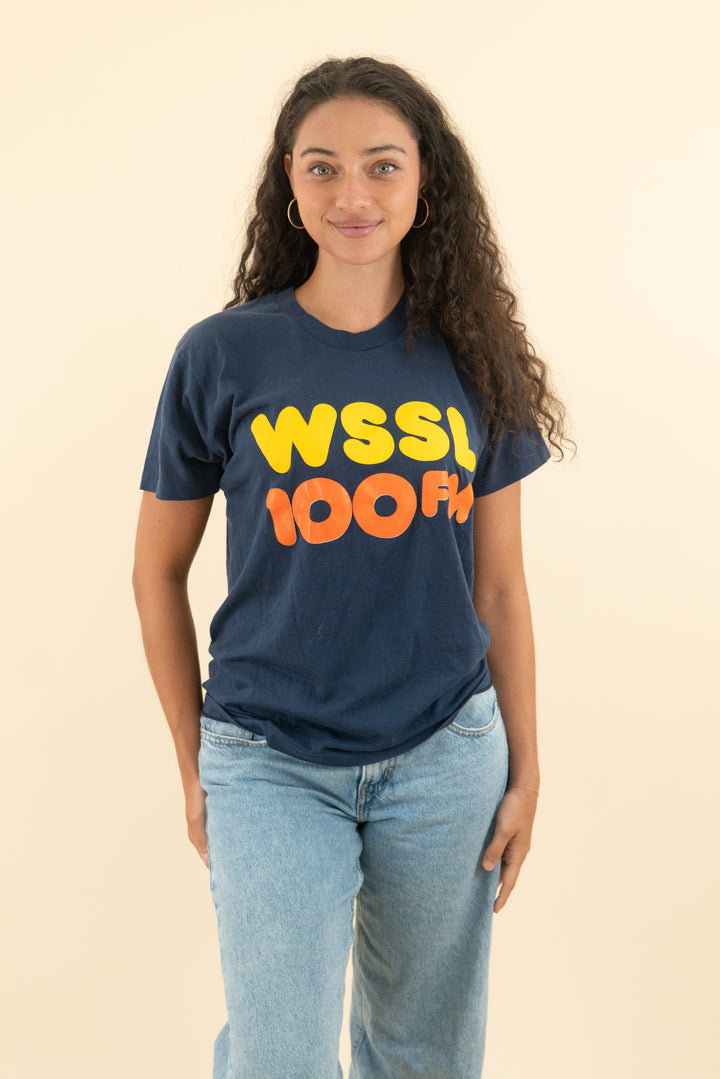 wssl 100 fm navy radio t-shirt (s; retail $30)