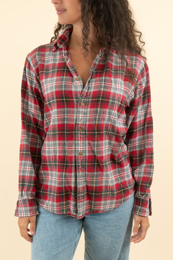 sojara red/grey plaid flannel (m; retail $138)