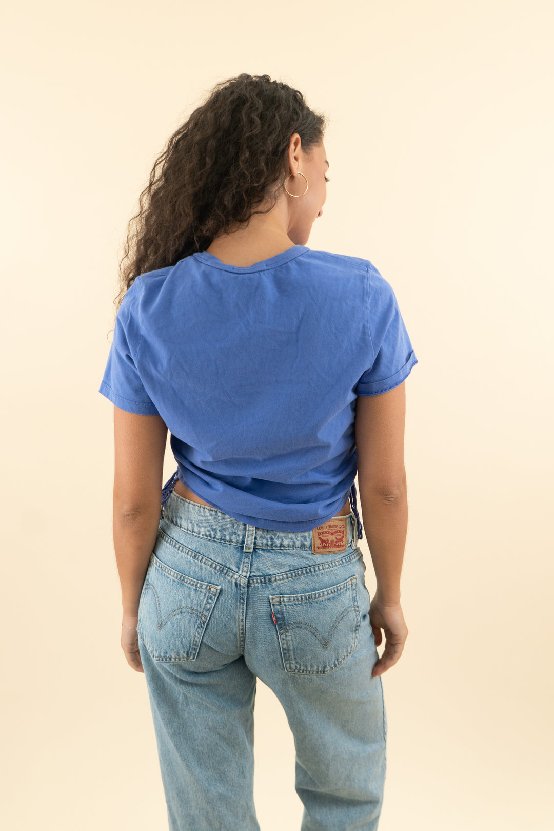 cotton citizen purple blue ruched side baby tee (m; retail $80)