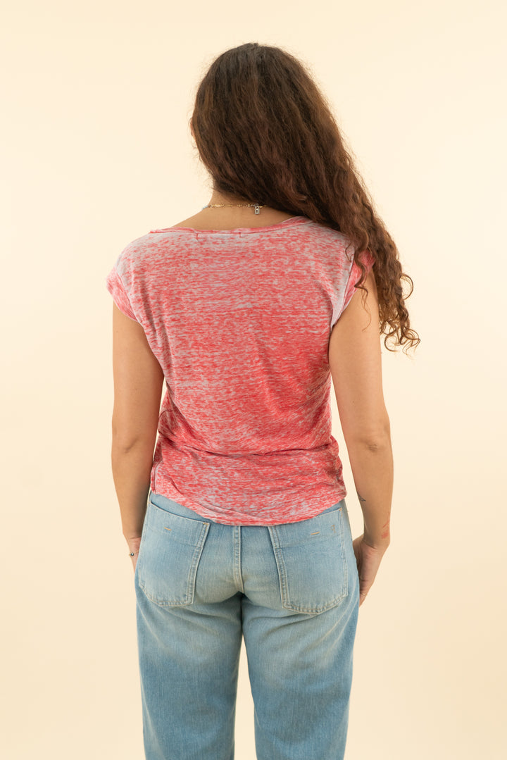 pam & gela red mineralized v-neck tee (s; retail $25)