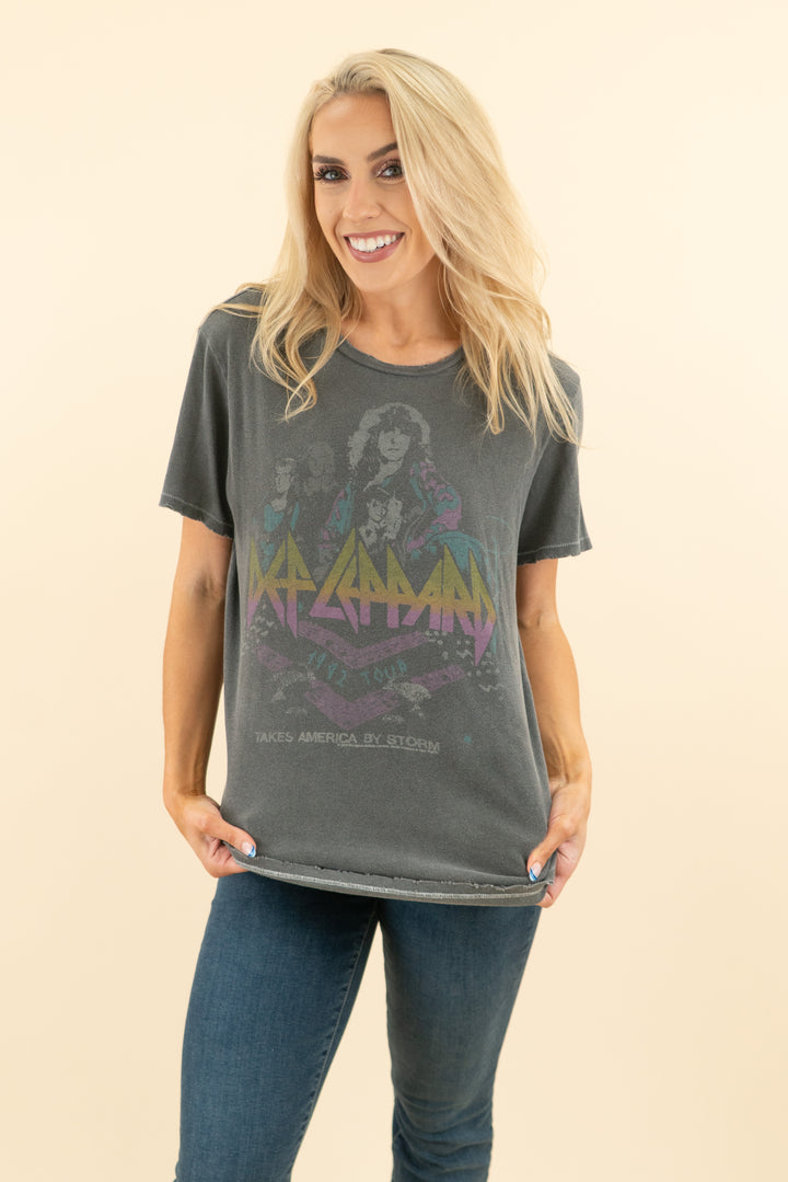 AUCTION junk food grey def leppard distressed graphic tee (s)