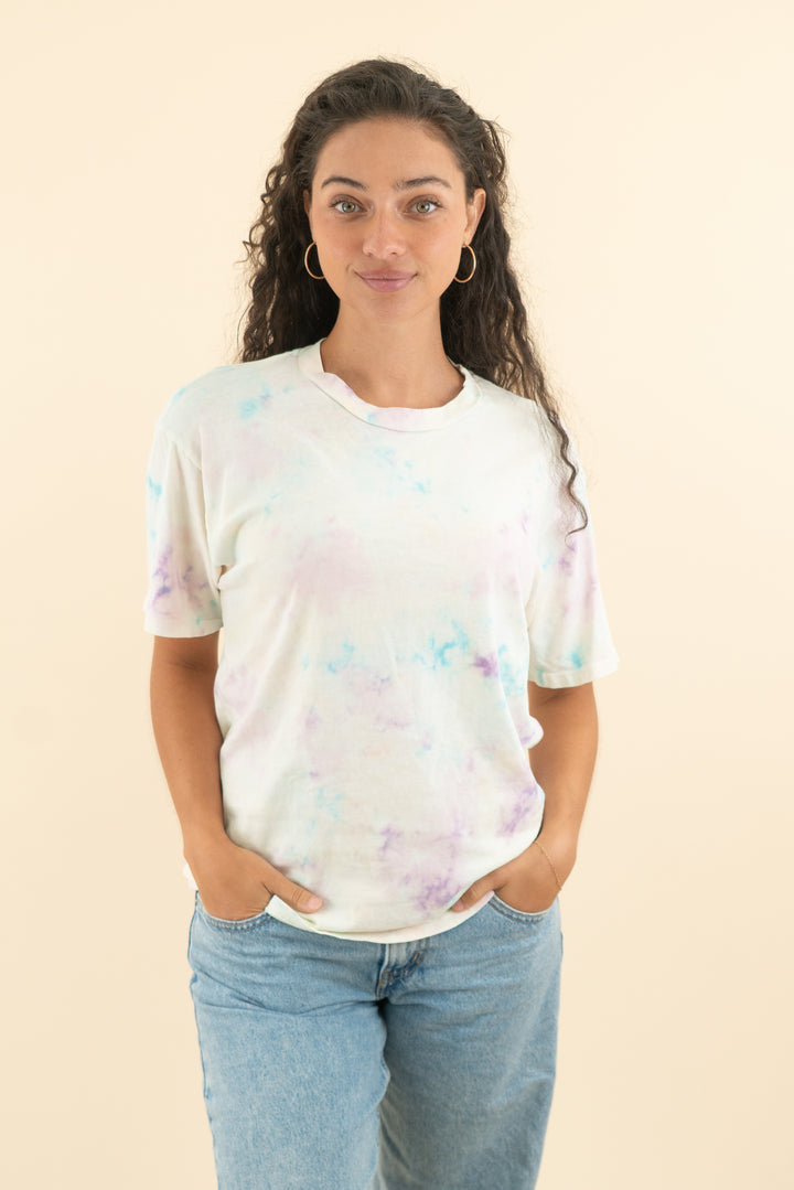 daydreamer cream blue/purple tie dye tee (s; retail $60)