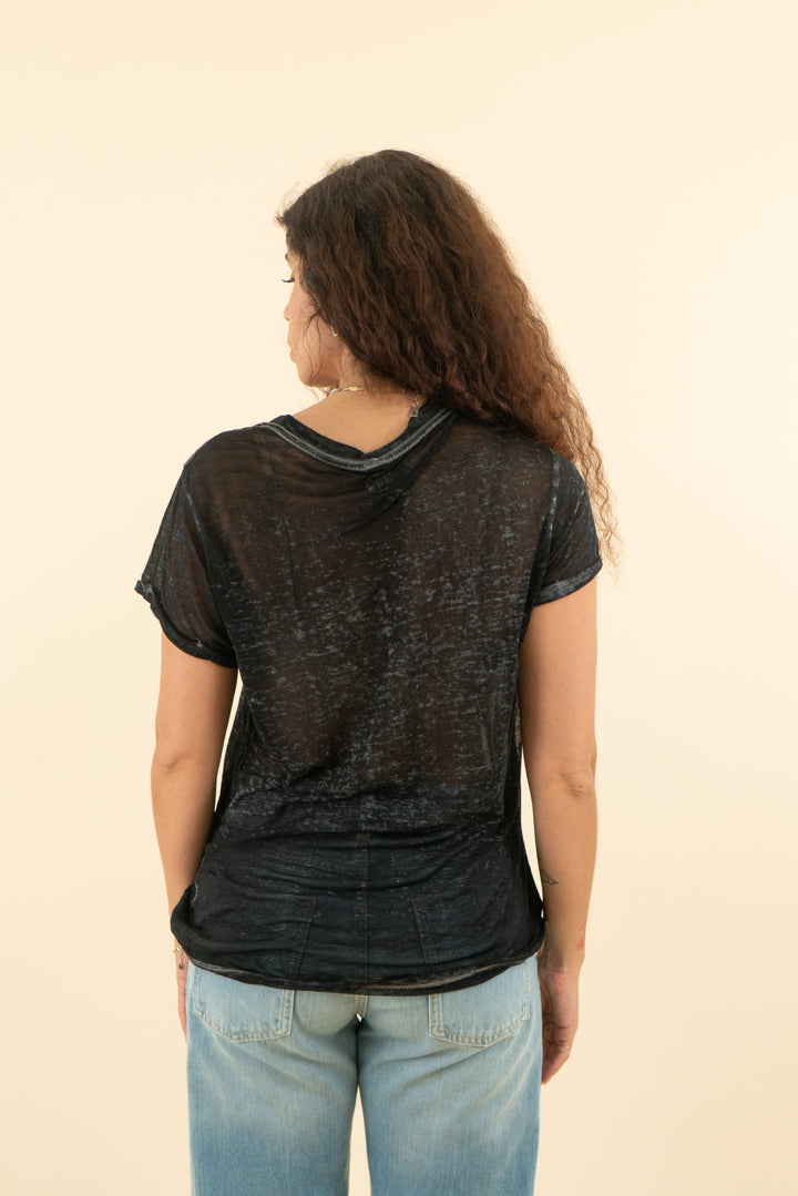 AUCTION recycled karma def leppard black mineralized graphic tee (l)