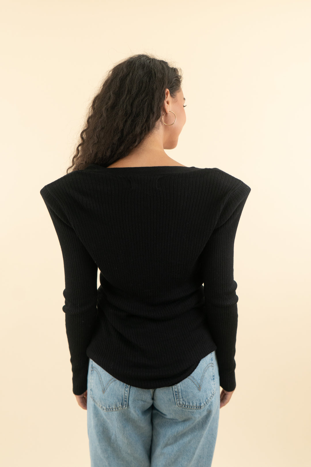 AUCTION nova luxe black shoulder pad cardigan (m)