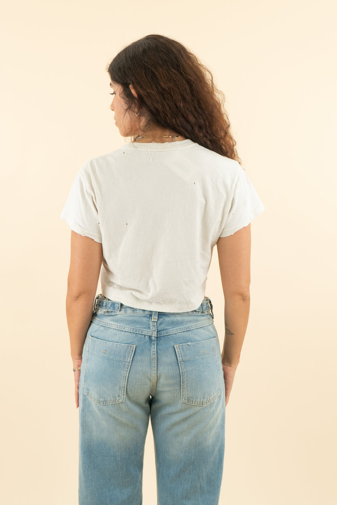 AUCTION madeworn white fleetwood mac cropped distressed graphic tee (s)