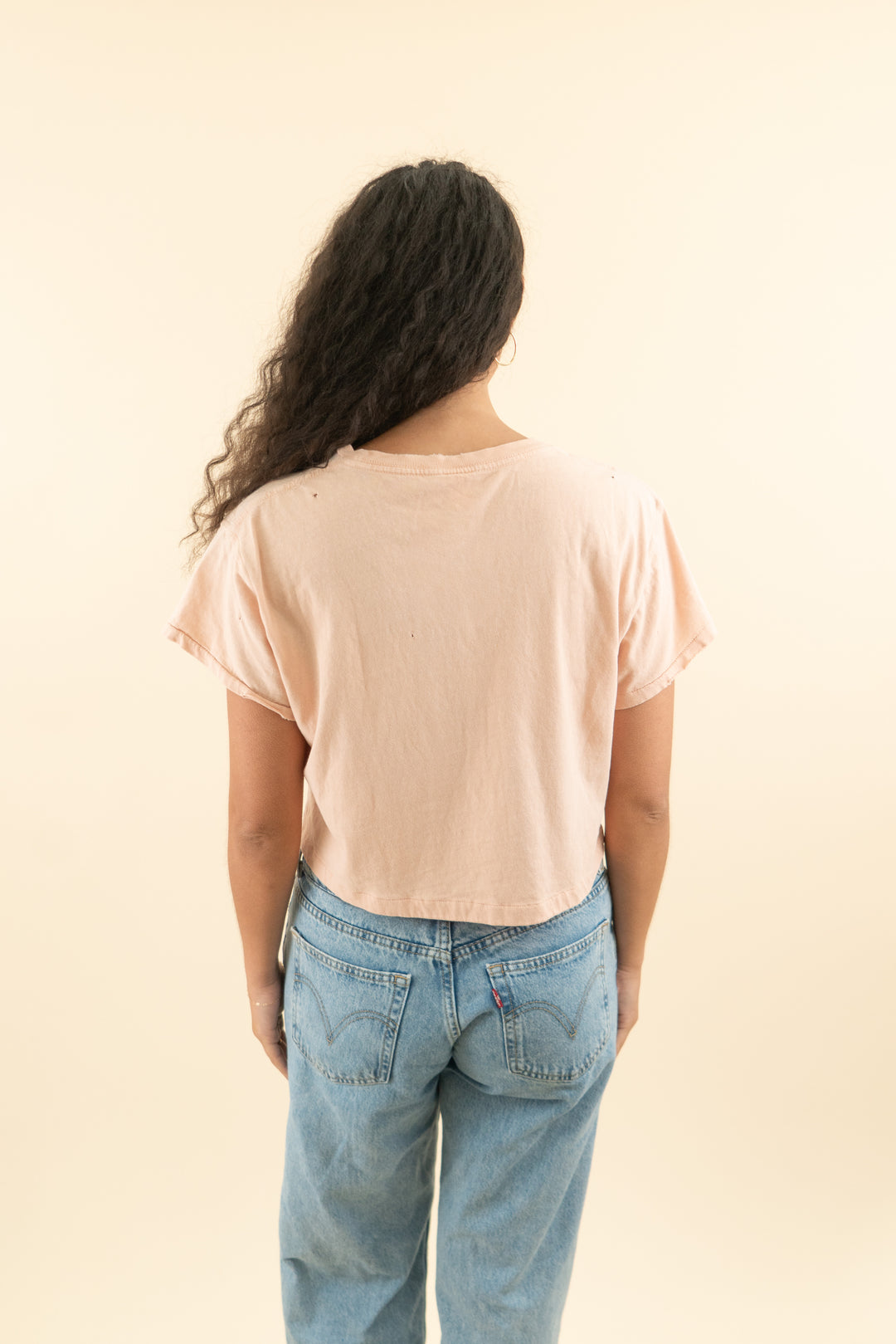 salmon kiss cropped distressed graphic tee (s; retail $35)