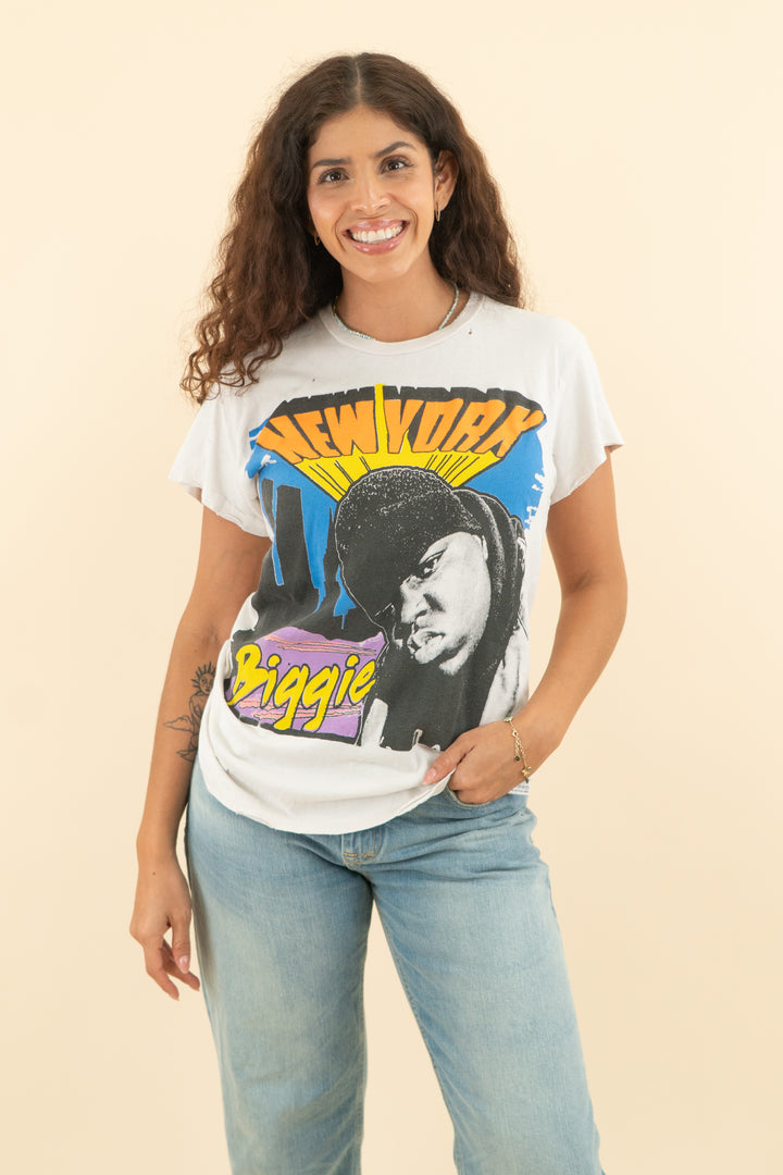 AUCTION made worn white new york biggie graphic tee (s)