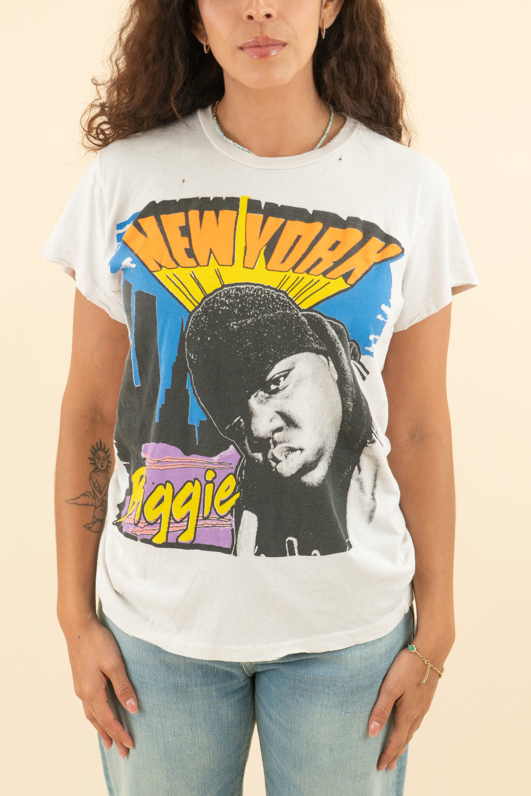 AUCTION made worn white new york biggie graphic tee (s)