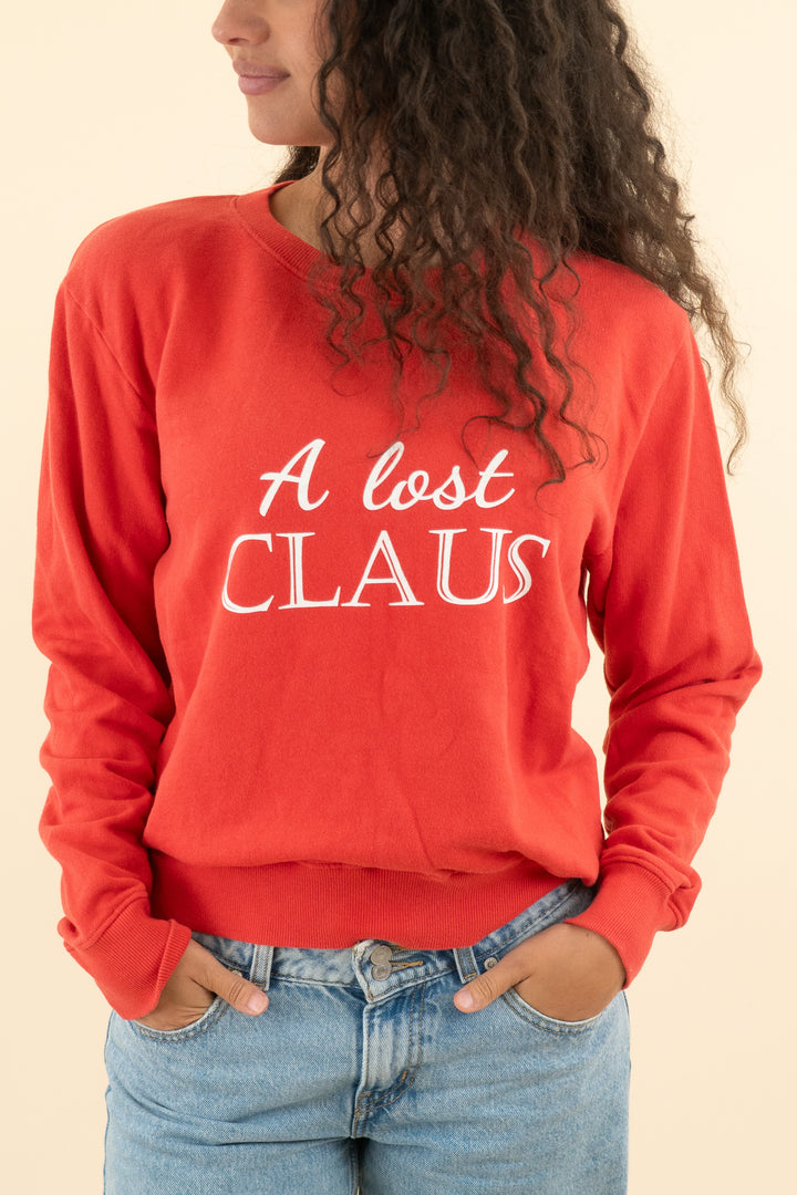 a lost claus red crewneck (m; retail $30)