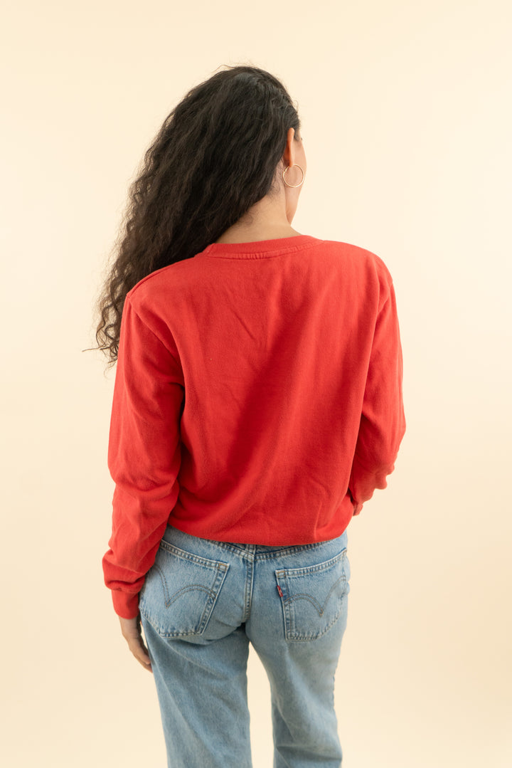a lost claus red crewneck (m; retail $30)