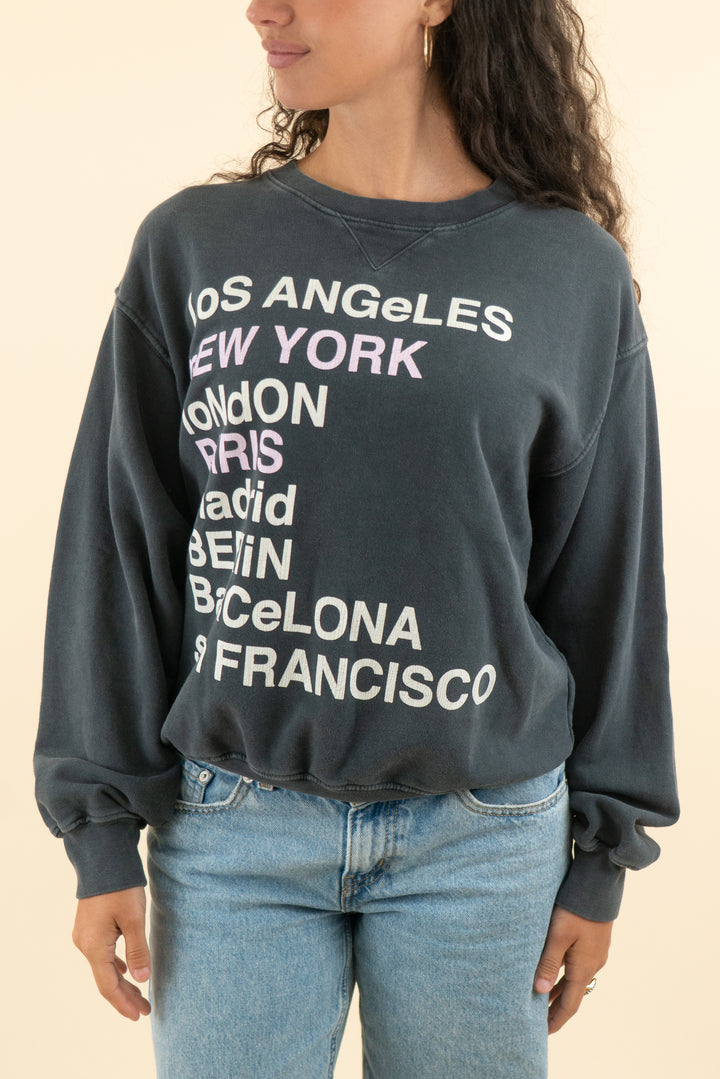 anine bing navy cities sweatshirt (m)