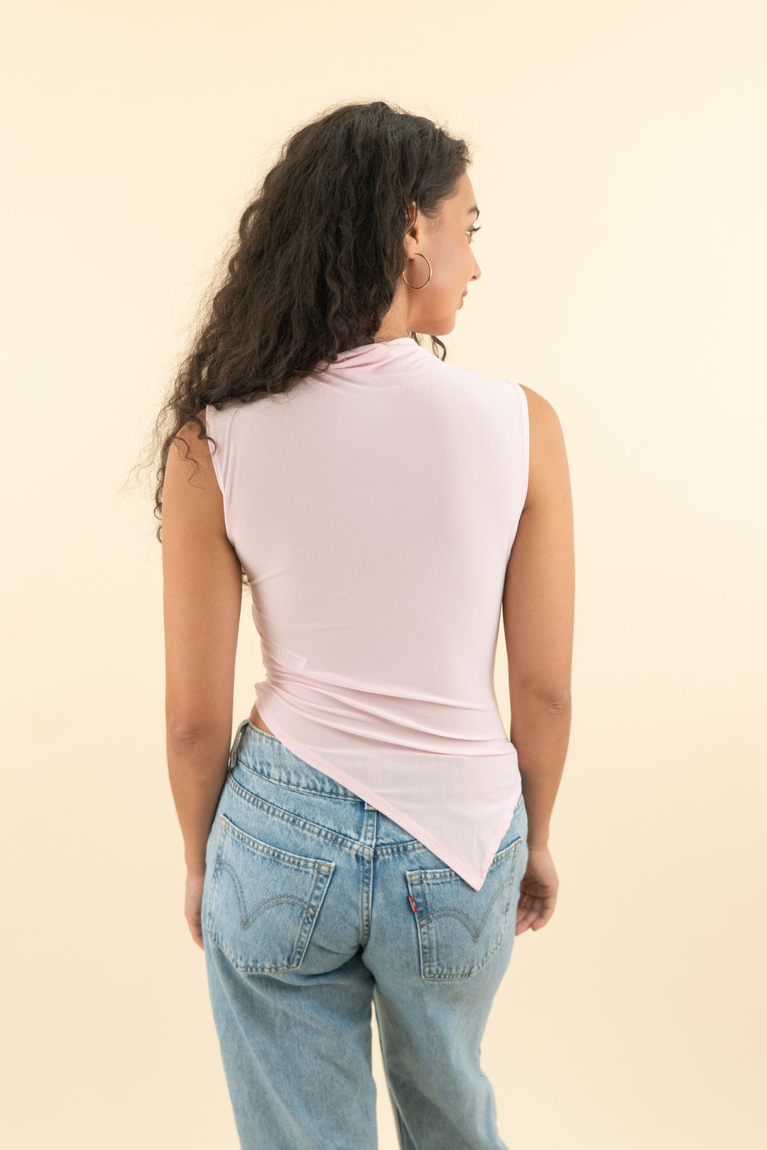 asos baby pink side ruching tank (s; retail $22.99)
