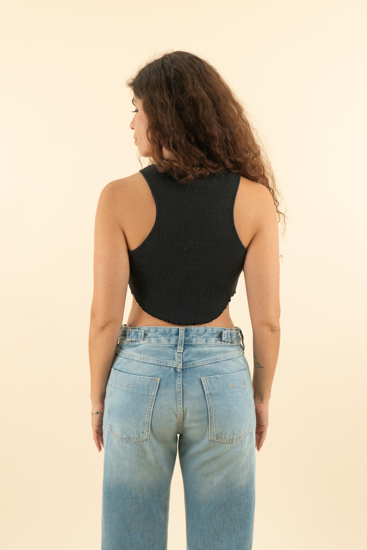 hours black waffle weave baby tank (m; retail $88)