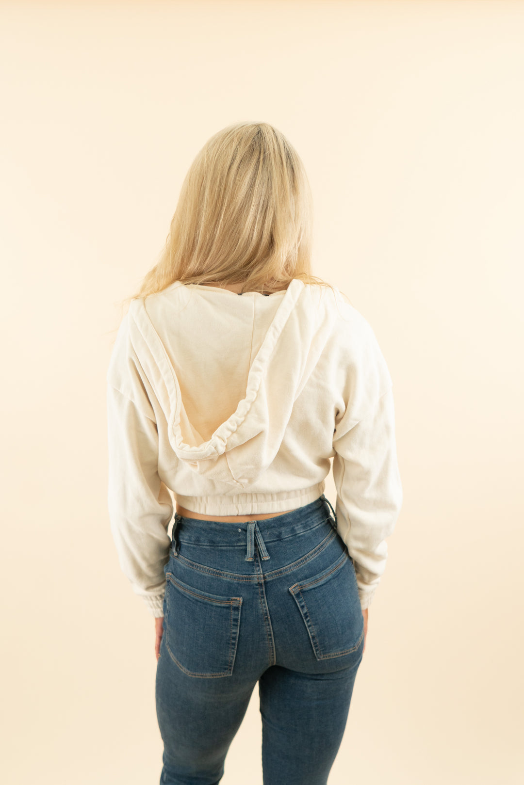 jluxlabel cream v neck hoodie (s; retail $65)