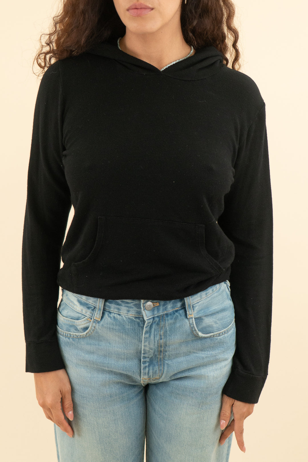 monrow black pullover hoodie (s; retail $146)