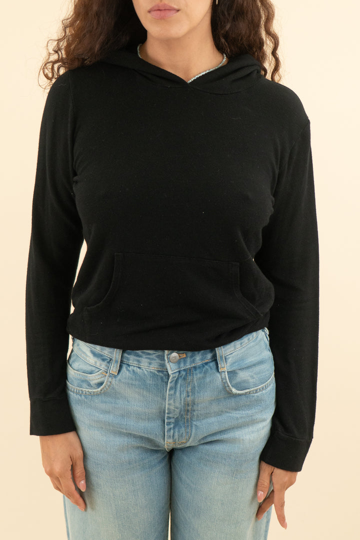 monrow black pullover hoodie (s; retail $146)