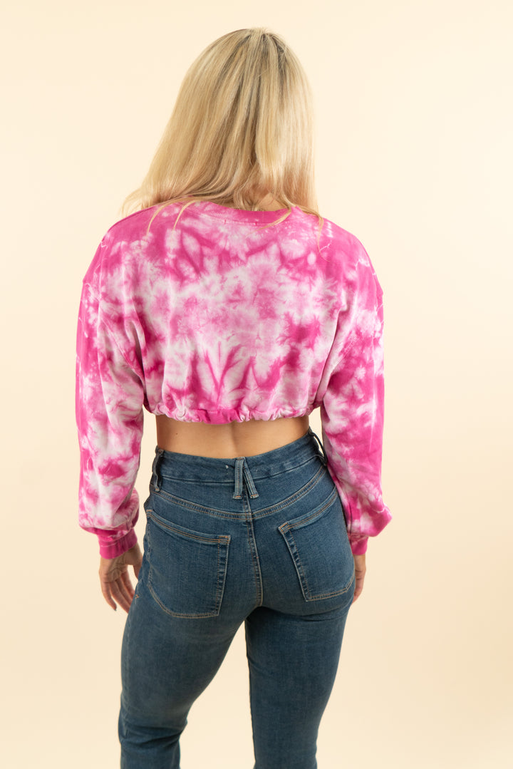 AUCTION missy empire hot pink tie dye crop sweatshirt (6)