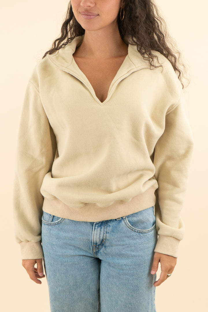 atoir x rozalia tan collared sweatshirt (m; retail $170)