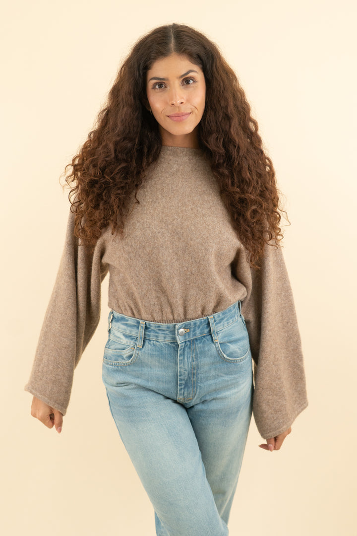 zara mocha knit long sleeve sweater bodysuit (s; retail $45.90)