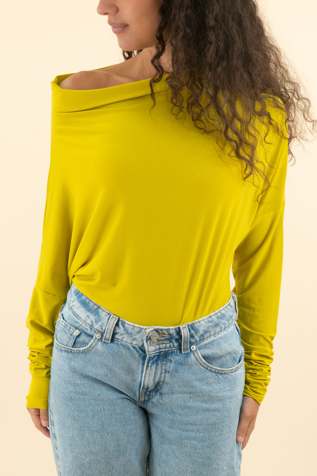 norma kamali chartreuse long sleeve bodysuit (s; retail $110)