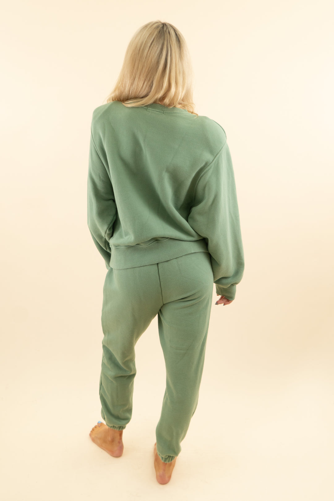 frankie shop green crewneck sweat set (m; retail $260)
