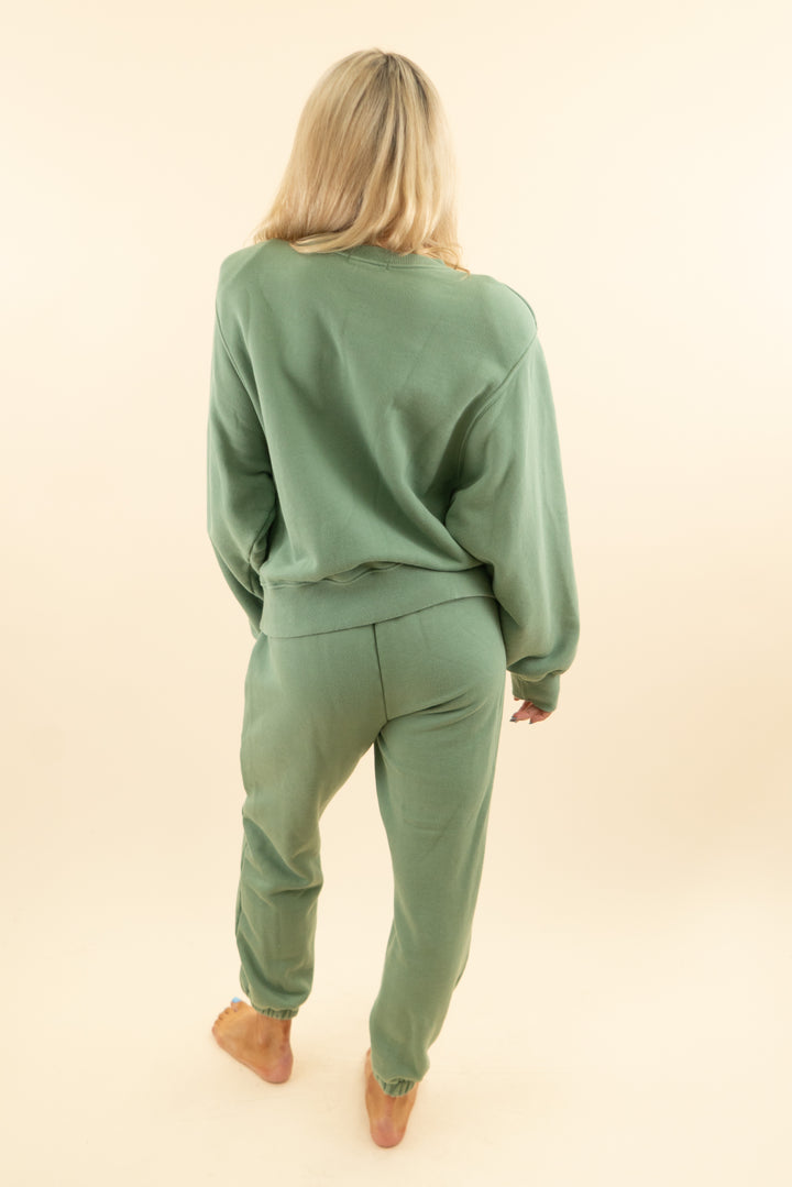frankie shop green crewneck sweat set (m; retail $260)