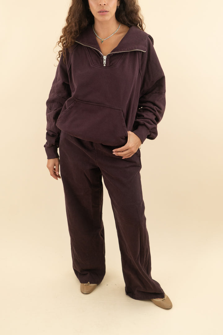 AUCTION naked wardrobe maroon quarter zip sweat set (s)