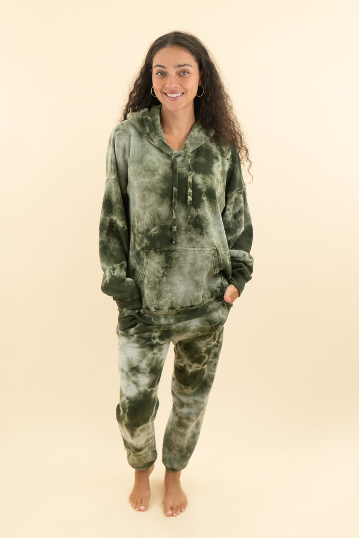 AUCTION michael stars green tie dye sweat set (s)