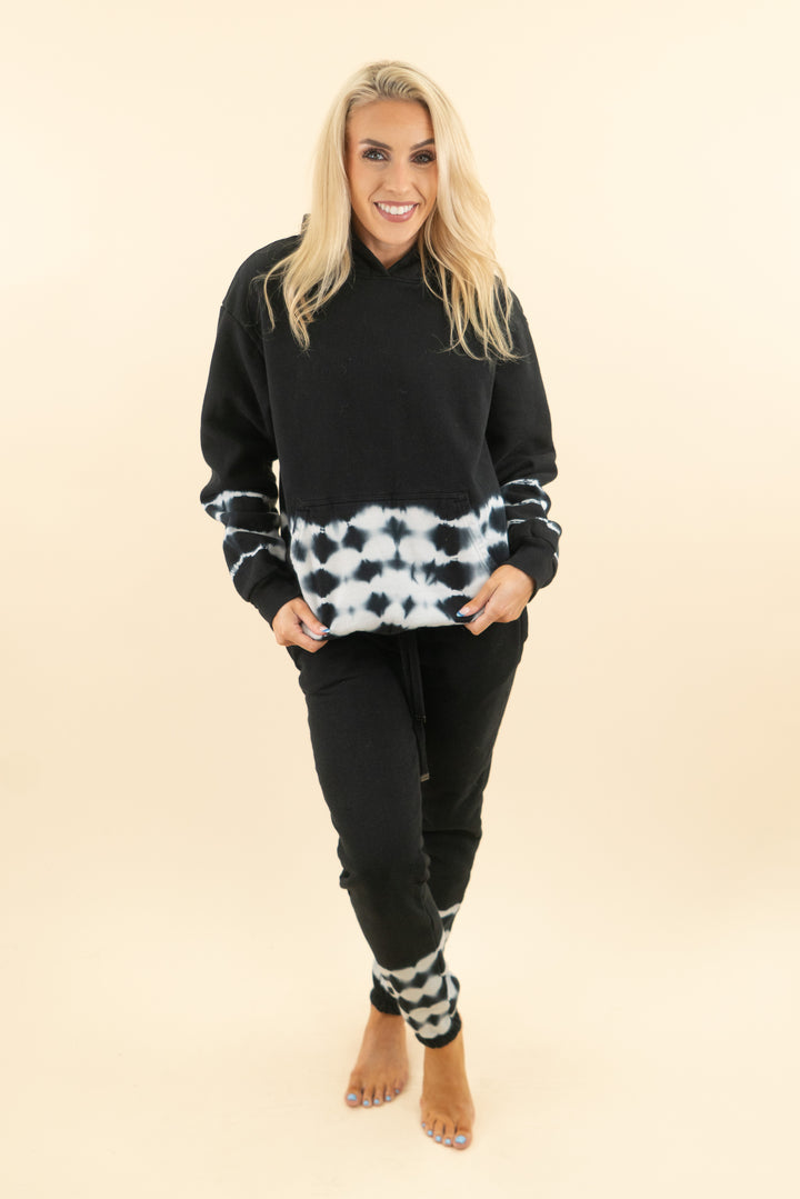 AUCTION talentless black bottom tie dye hoodie sweat set (m)