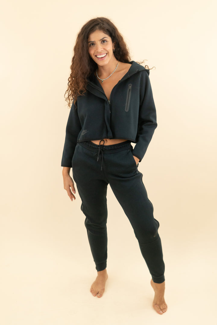 nike tech black zip up jacket sweat set (s; retail $265)