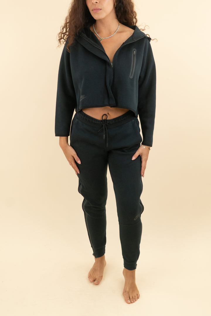 nike tech black zip up jacket sweat set (s; retail $265)