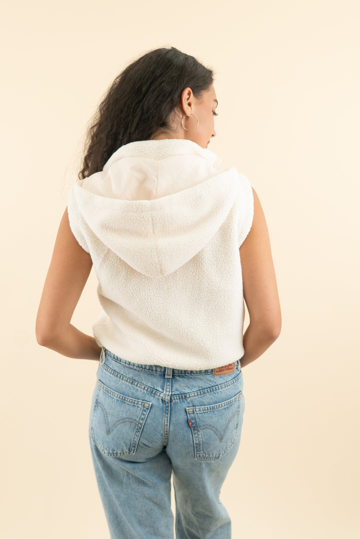 salt project cream boucle hooded vest (s; retail $68)