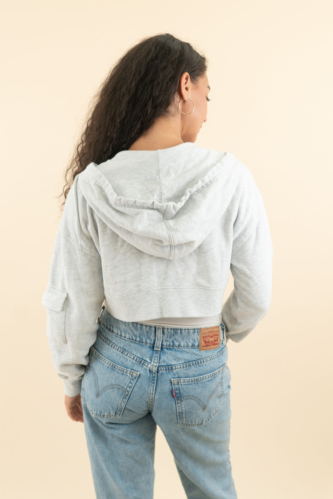 garage light grey cargo cropped zip up jacket (m; retail $40)