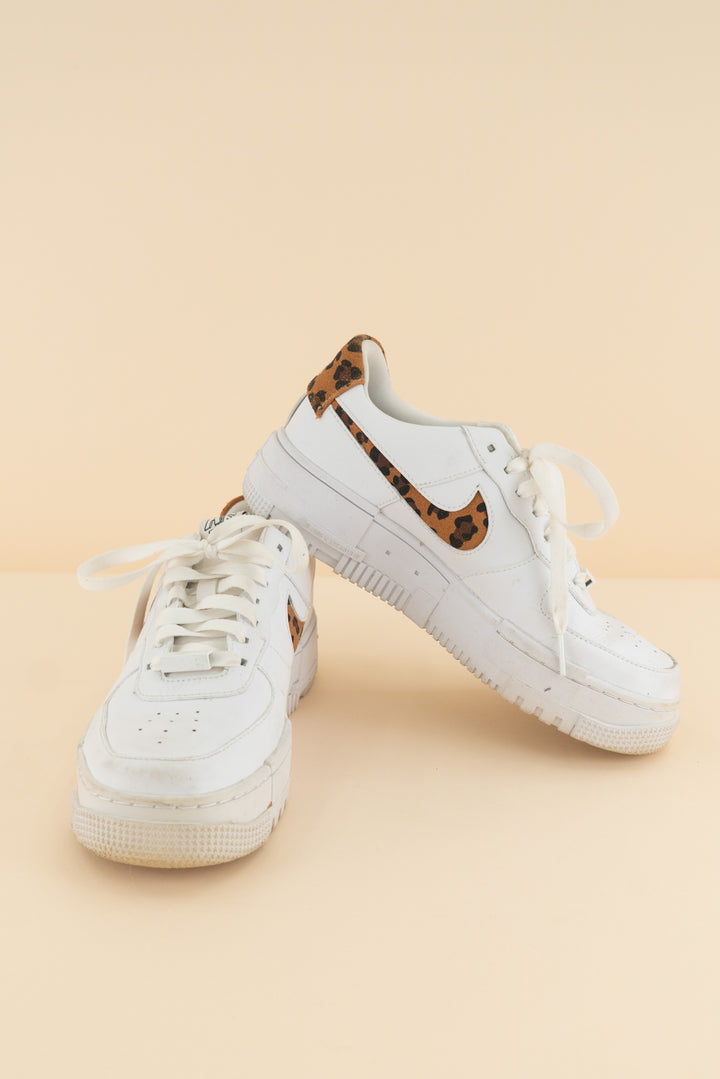 AUCTION nike white/leopard air force sneakers (8)