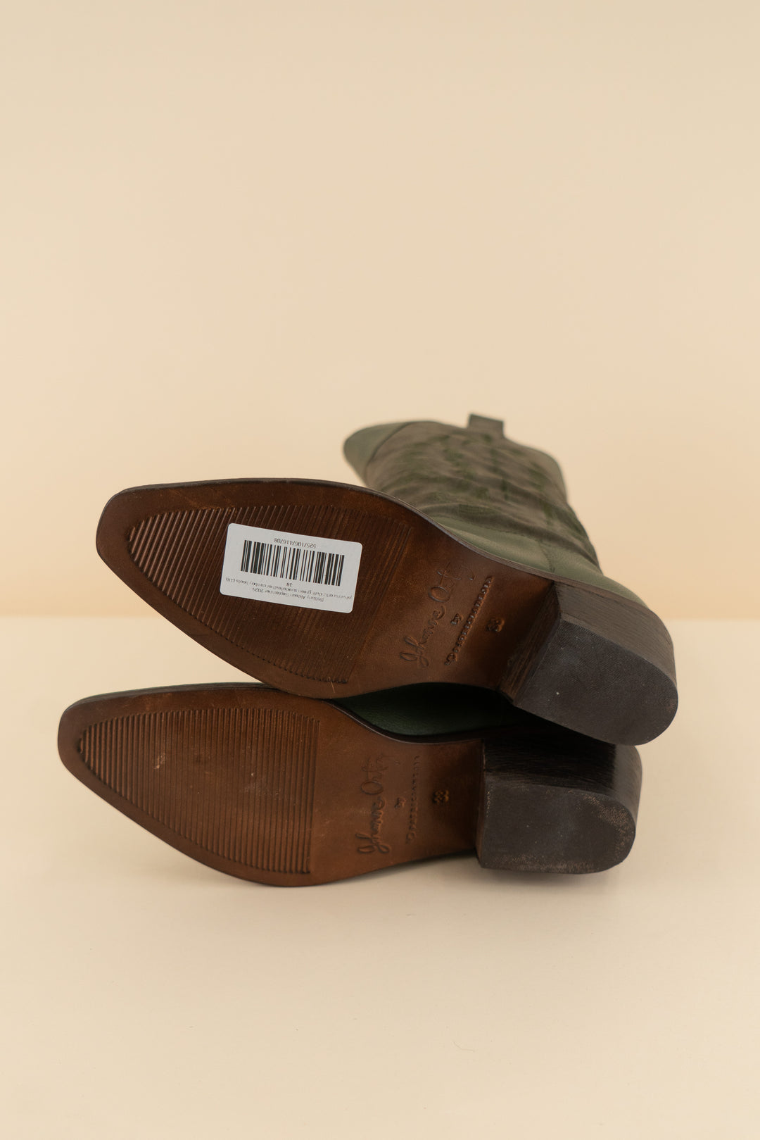 johanna ortiz dark green suede/leather cowboy boots (38/ US 7-8; retail $1,553)