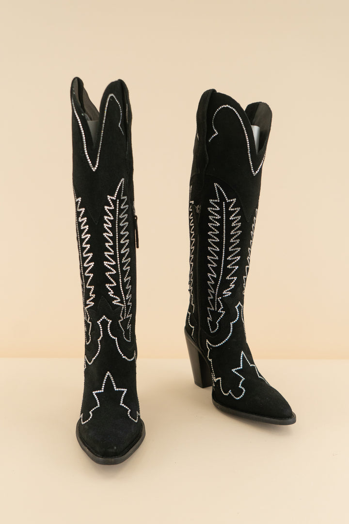 AUCTION dingo black suede rhinestone cowboy boots (8)